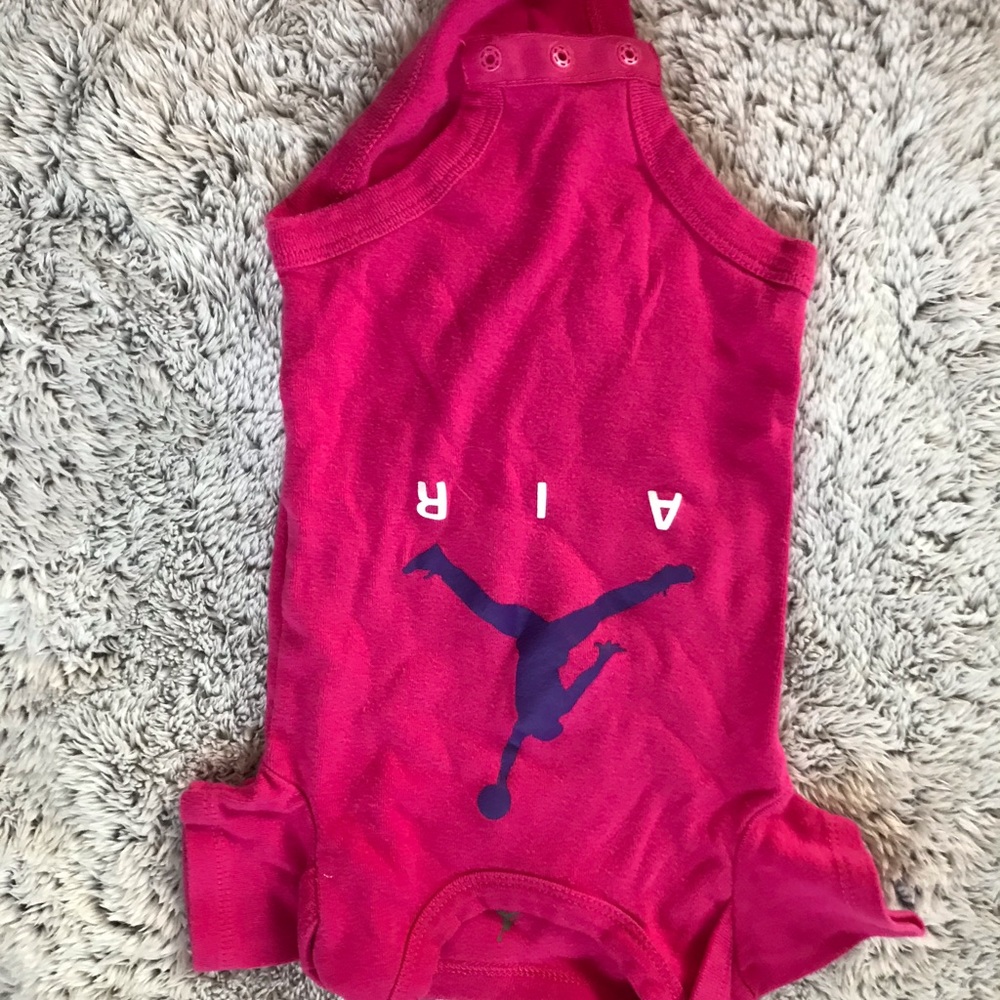 pink jordan air baby onesie